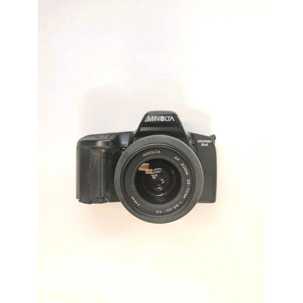 Minolta Maxxum 3xi 35mm SLR Film AF Camera Starter Kit w/ Flash, Case For Parts